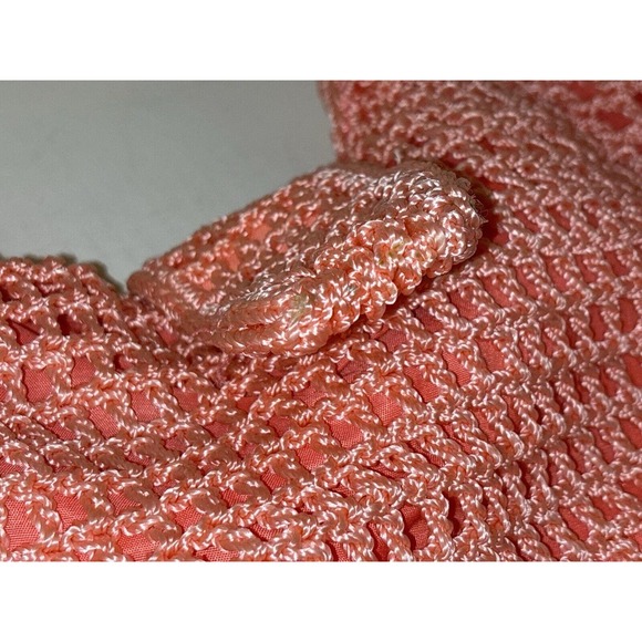 Peach Macramé BOHO Bag With Snap Flap Closure - Picture 10 of 13